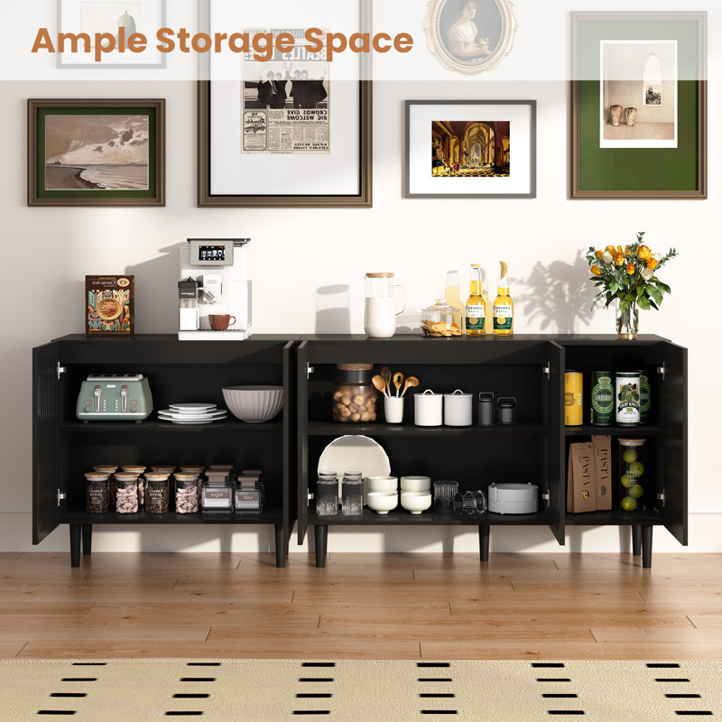 Sideboard Buffet Cabinet With 5 Doors, Credenza Storage Cabinet For Living Room, Dining Room
