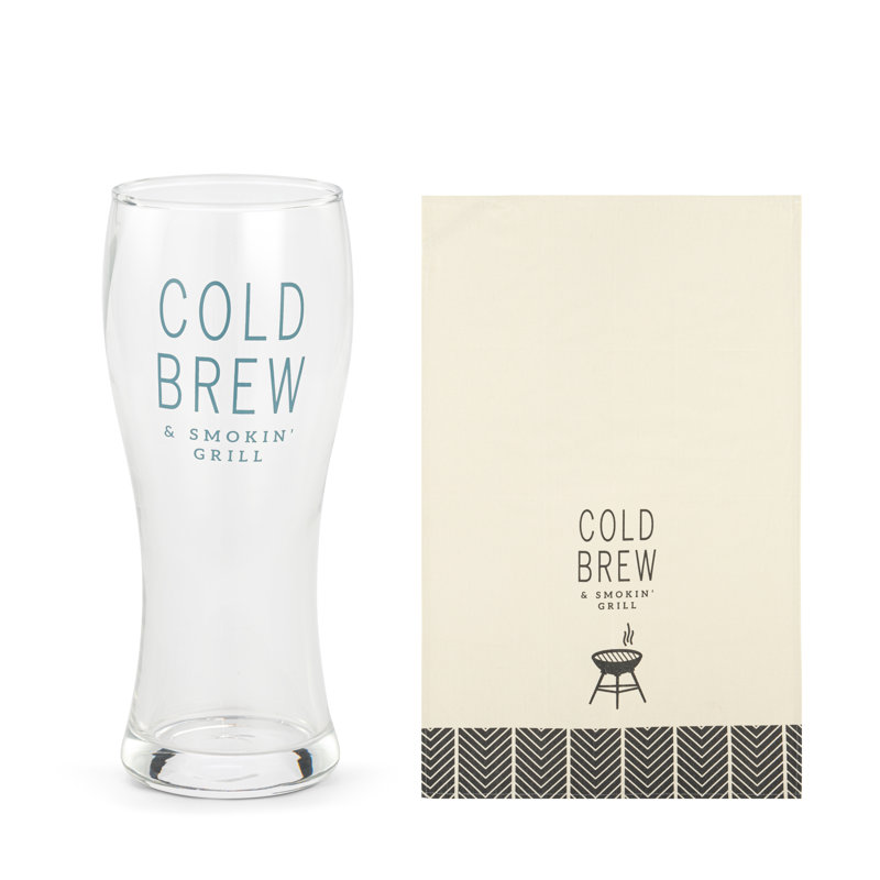 Cold Brew Pilsner Glass & Towel Set - 16Oz