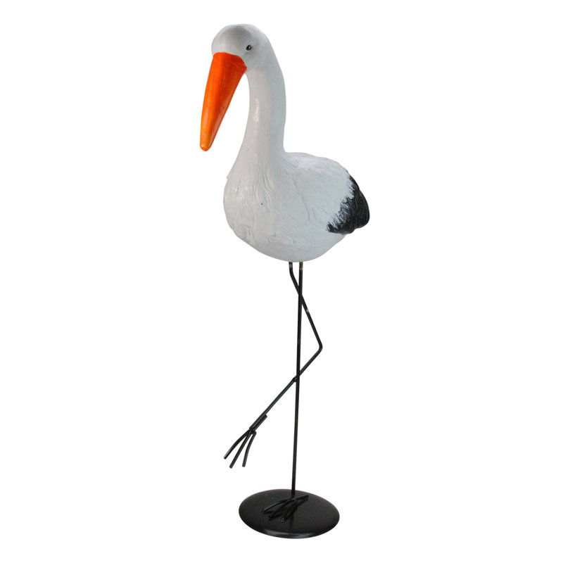 Statue de jardin 30 po avec grue blanche et noire réaliste 30 po