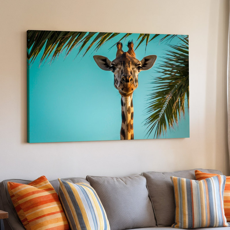 Toile, gros plan sur une girafe, H 20 po x l 30 po