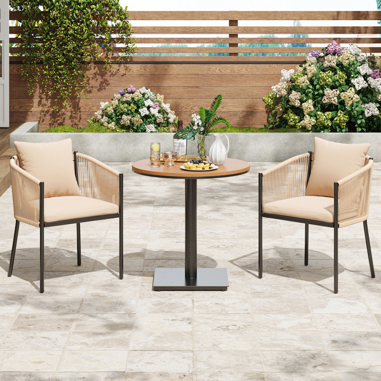 2 Person Patio Bistro Set with Removable Cushion