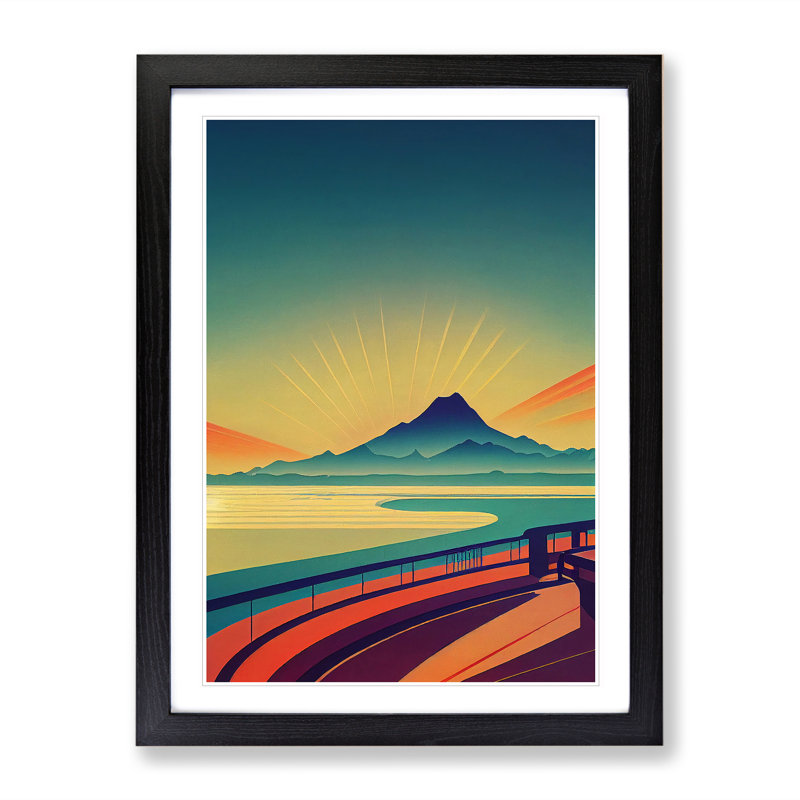 Abstract Sunset Over Mountains No.4 - Single Picture Frame Print, 64cm H x 46cm W x 2cm D, Black Framed