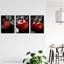 Red Apple Raspberry Cherry On Black White Kitchen Artwork - 3 Piece No Frame Print Set-380734092