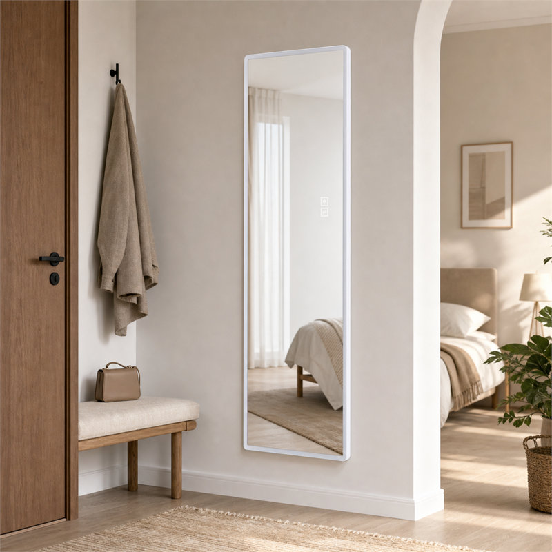 LED Full Length Wall Mirror, Rounded Corner Dressing Mirror