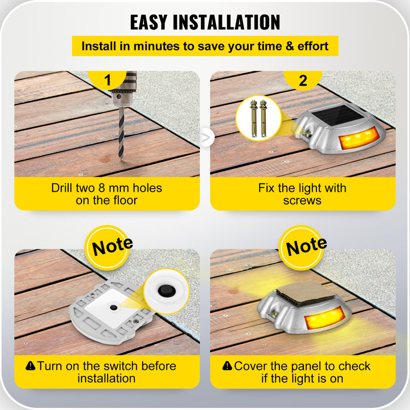 Solar Dock Lights Low Voltage Solar Powered Integrated LED Pathway Light Pack, Orange