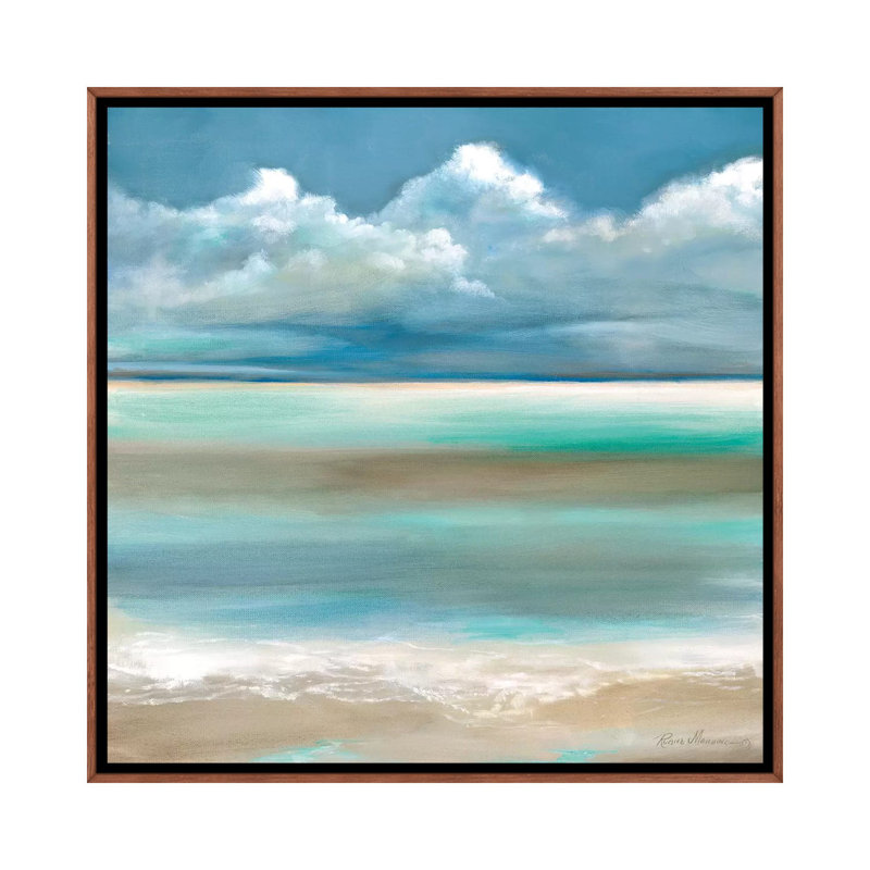 Tranquility by the Sea I par Ruane Manning - reproduction d'art, H 26 po x l 26 po x P 1,5 po, Toile avec cadre brun