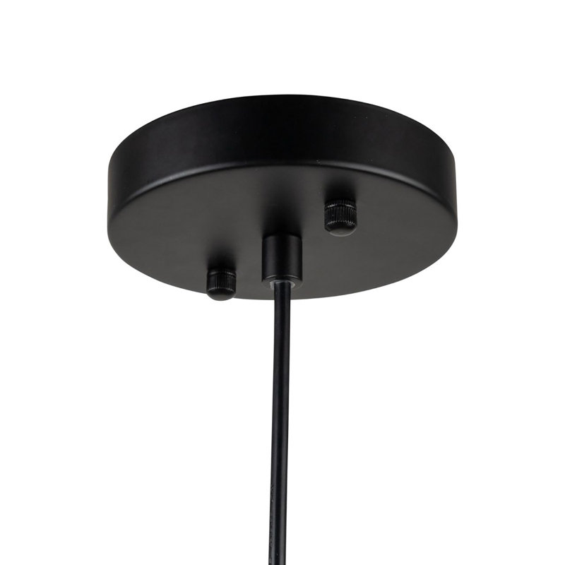 Remick - Luminaire suspendu 1 lumière avec abat-jour texturé -, Noir, Gris fumée