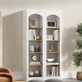 Farmhouse Two-tone Storage Bookcase With 5 Tiers
