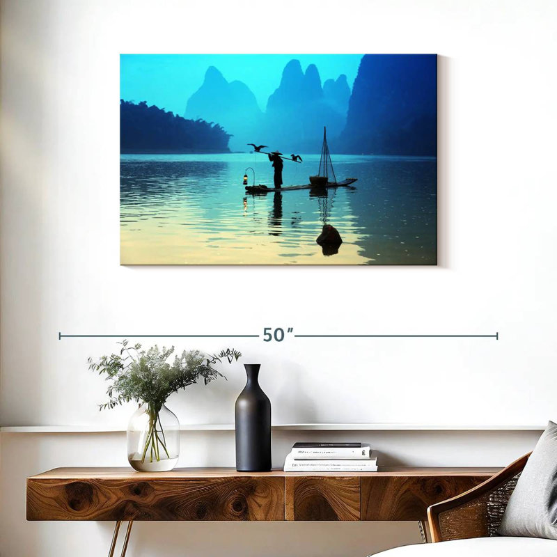 Ravi River Li Cormorant Fishing, 24" H x 36" W