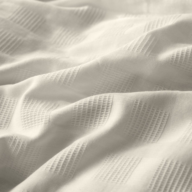 100% Waffle Weave Cotton Duvet Cover Set, Twin, Cream Grey