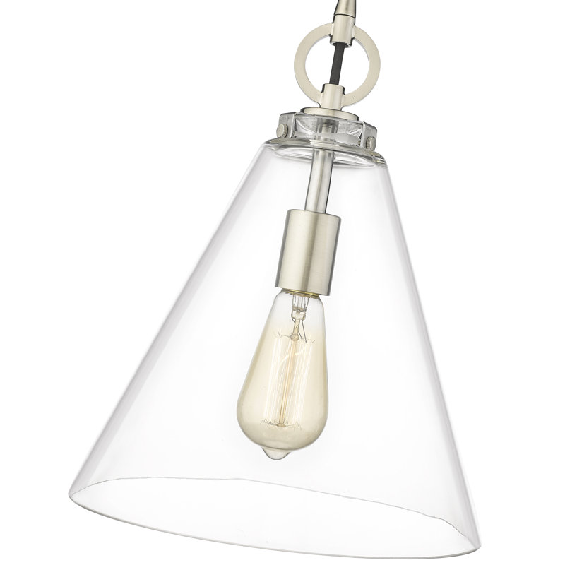 Luminaire suspendu 1 lumière Pays de Galles, H 124 po x l 11,5 po x P 11,5 po, Nickel brossé