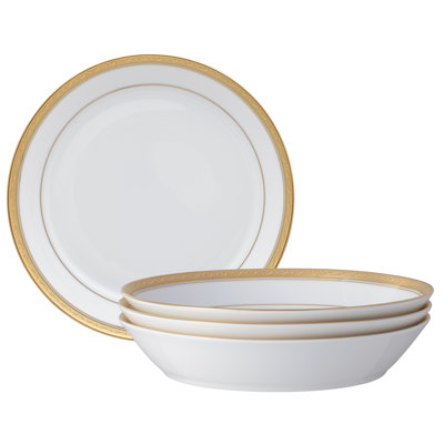 Noritake Crestwood Gold Set of 4 Coupe Dinner Bowls, 9.75", 43 oz.