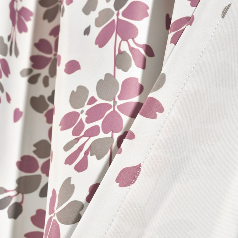Weeping Flowers Room Darkening Pair, Cream/Purple, 52" W x 84" H