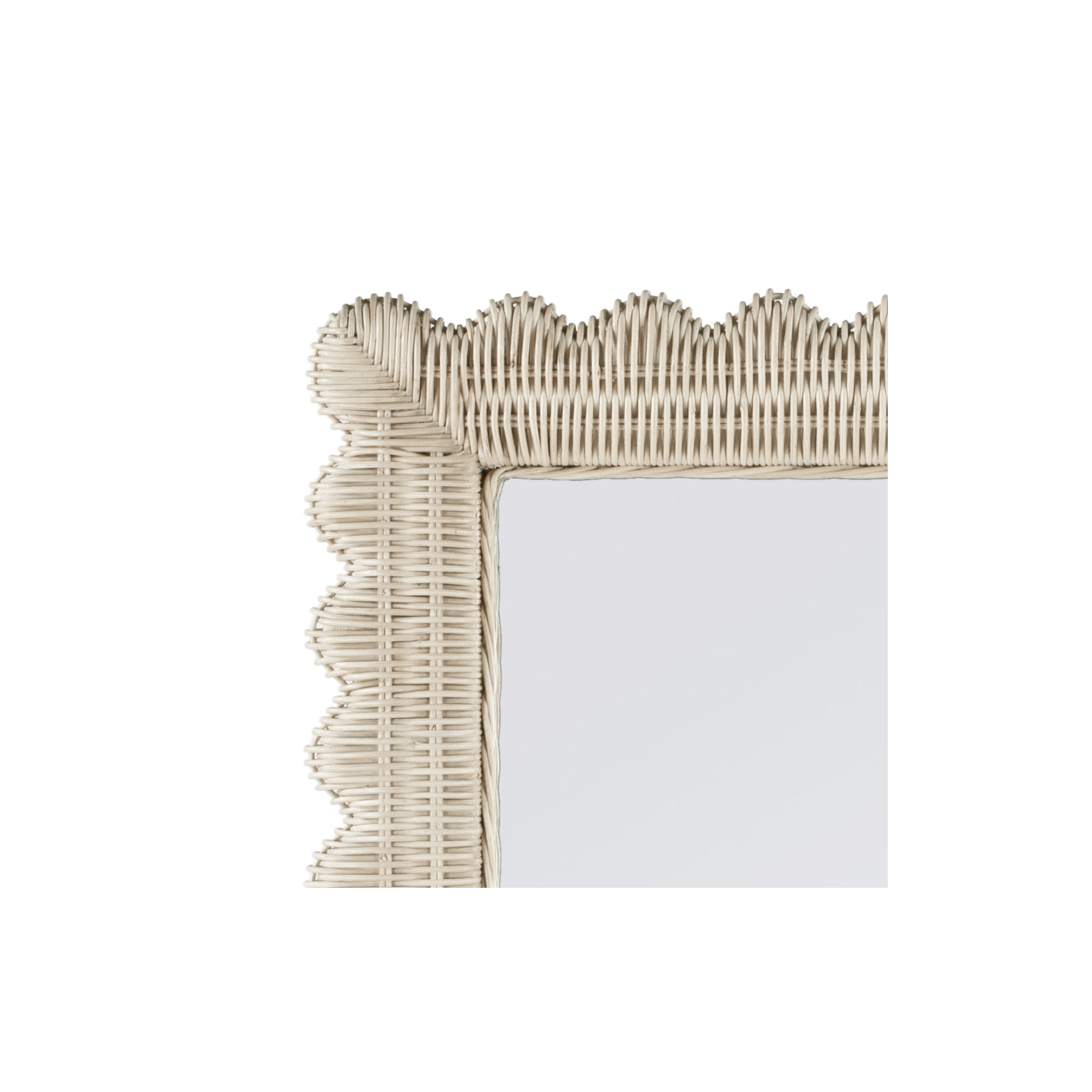 Lacie Scalloped Rattan Floor Mirror, Off-White