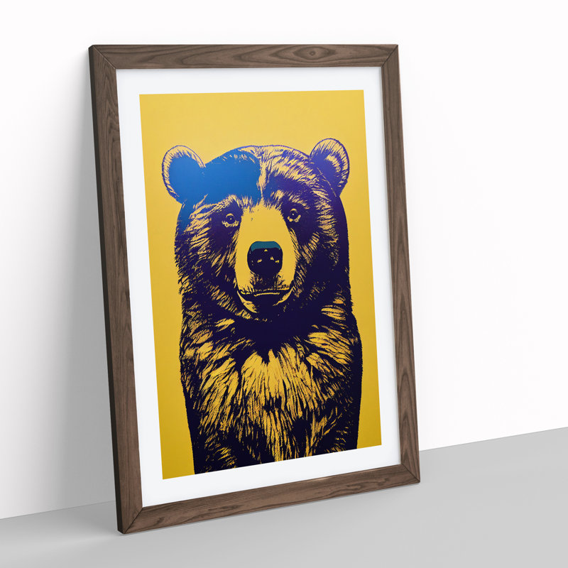 Block Bear - Single Picture Frame Painting, 46cm H x 34cm W x 2cm D, Walnut