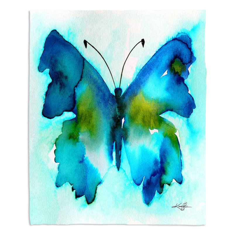 Couverture sherpae douce 34 de papillon aquarelle, l 51 po x L 60 po