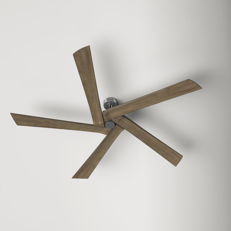 Adalai Ceiling Fan, Brushed Steel with Grey Weather Oak Blades, 56 inches