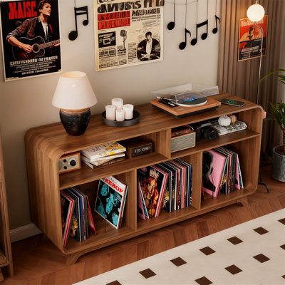 Record Player Stand With Charging Station & USB Ports, 55"