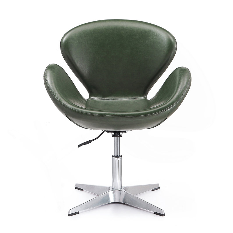 Raspberry Wool Blend Upholstered Swivel Balloon Chair, Forest Green