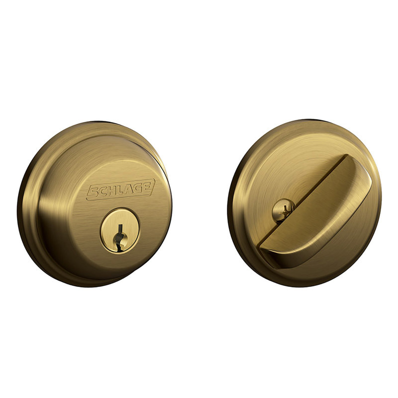 Single Cylinder Deadbolt, Antique Brass, Yes