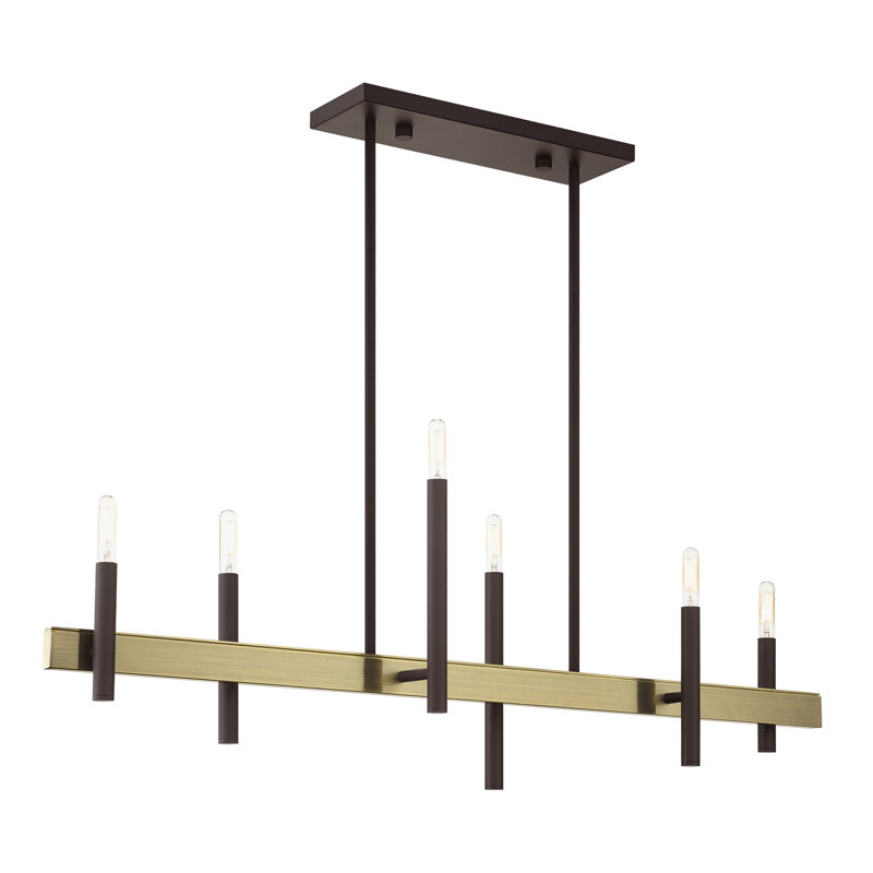 Arkeem 6 - Light Dimmable Linear Chandelier, Bronze/Antique Brass