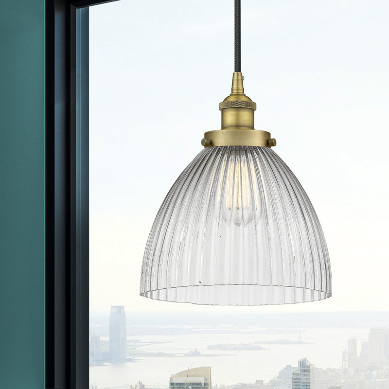 Luminaire suspendu en forme de dôme à 1 lumière Tallulah, Laiton brossé