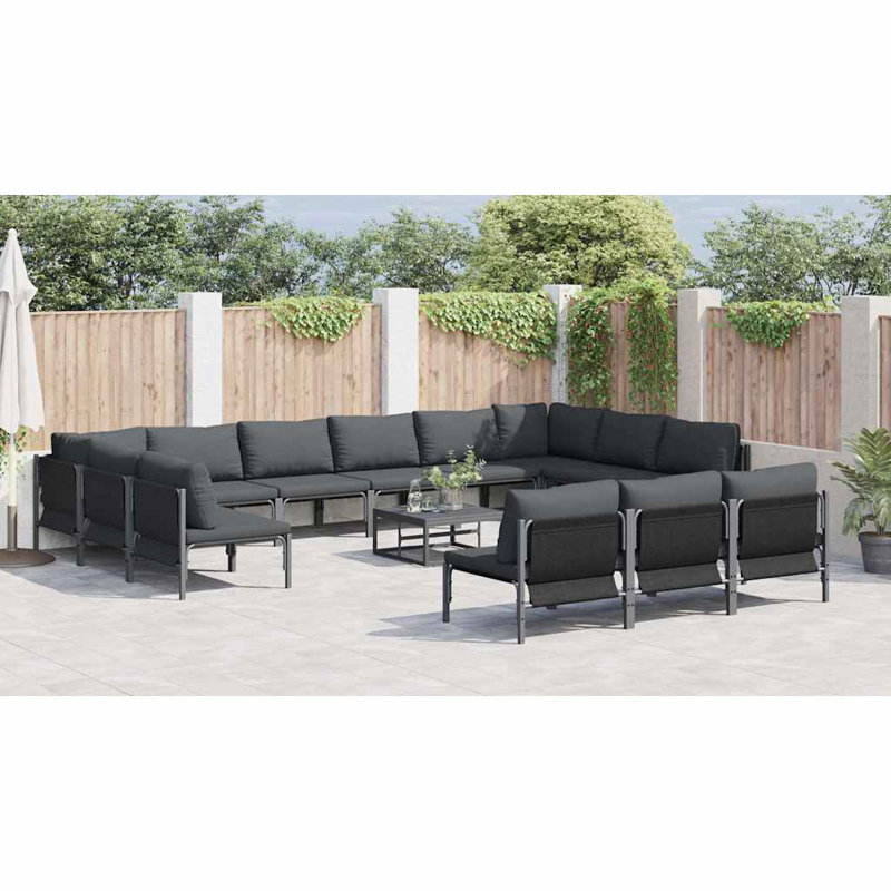vidaXL Garden Sofa Set with Cushion Steel Furniture Outdoor Terrace