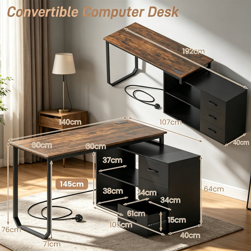 L-Shaped MDF Writing Desk