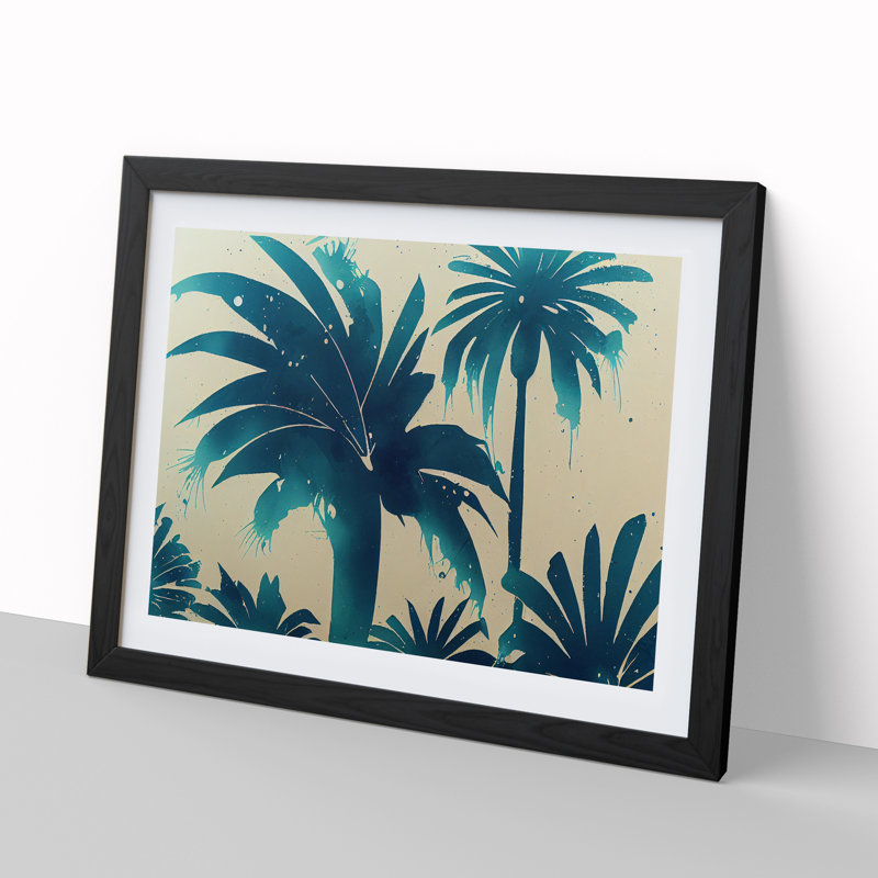 XH1022-6767X Palm Tree Splash Vol.3 Abstract - Single Picture Frame Print, Black, 46cm H x 64cm W x 2cm D