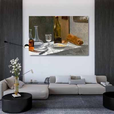 Astoria Grand Monet, Claude Gallery Wrapped Canvas Art: Still Life with Bottle, Carafe, Bread, and Wine 53127