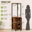 Armoire de bar d'angle 63,4 "avec lumières à DEL, armoire à vin haute avec rangement, armoire à alcool industrielle à 5 niveaux avec supports en verre, tablettes réglables