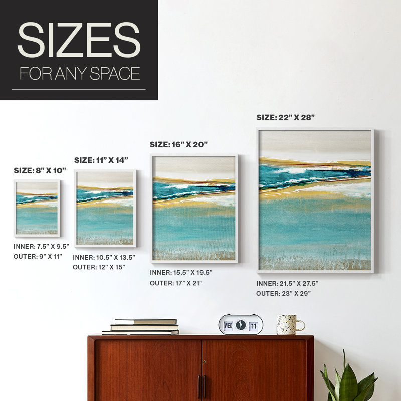 Reproduction encadrée Aqua Quartz V1 - bois massif, Blanc, H 28 po x l 22 po