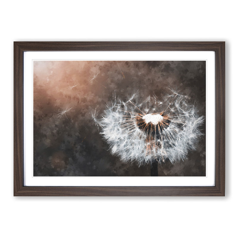 Floating Dandelion Seeds - Picture Frame Graphic Art Print, 24cm H x 33cm W x 2cm D, Walnut Framed
