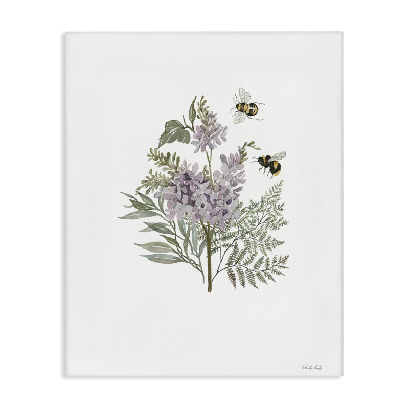 «Lilacs & Bumble Bees», art mural sur toile par Cindy Jacobs, H 20 po x l 16 po