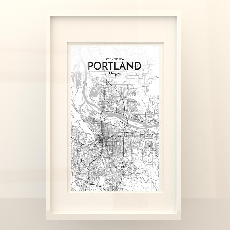 Portland City Map In Tones - No Frame Print, 17cm H x 11cm W x 0.05cm D