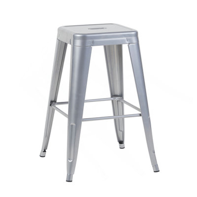 Tabouret à hauteur de comptoir de 30 pouces, ensemble de 2 tabourets de bar en métal sans dossier, non empilable, amovible et facile à assembler, conception peu encombrante pour îlot de cuisine / bar / café / salle à manger