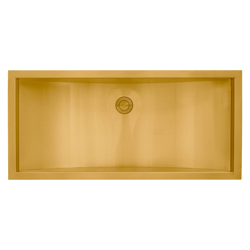 Ruvati 30 x 14 inch Brushed Gold Polished Rectangular Bathroom Sink Undermount