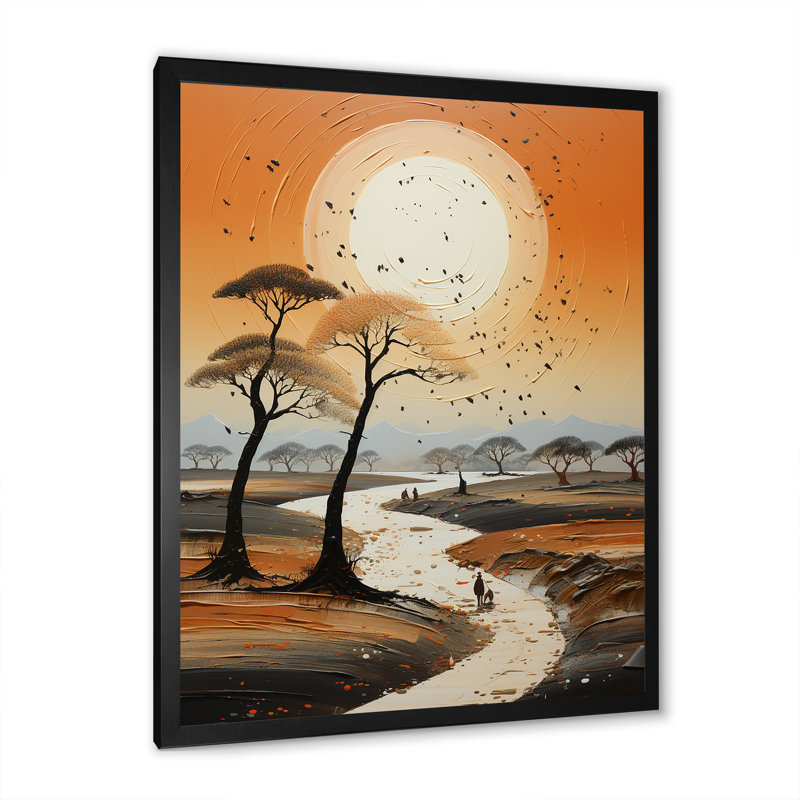 " Baobab Tree Surreal Scene III ", Natural Floater Framed, 32" H x 24" W