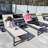 24.8" W Aluminum and Metal Reclining Outdoor Chaise Lounge Set with Wheels-1991475482