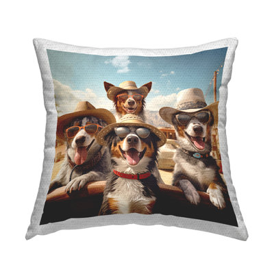 Dogs in Cowboy Hats Outdoor Printed Pillow by Jim Baldwin