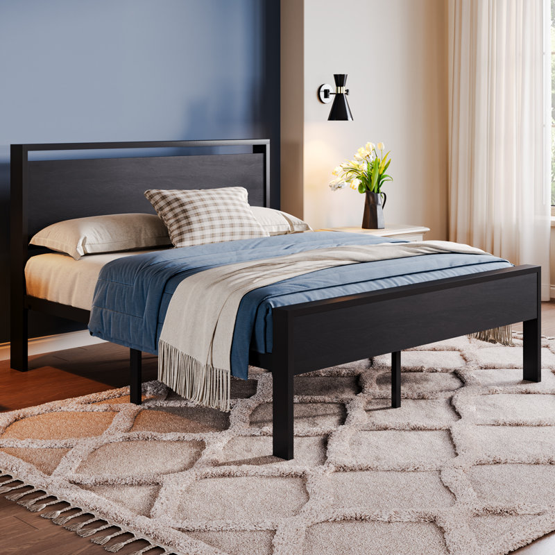 Keldyn Unfinished Platform Storage Bed, Black Oak, Full