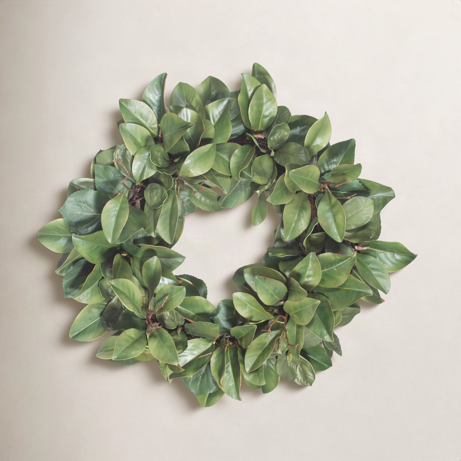 Billy-George Faux Magnolia Polyester Wreath, 30" H x 30" W x 8" D