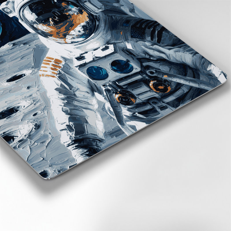 Space Buzz Aldrin Moon atterrissage en métal gris, H 32 po x l 32 po