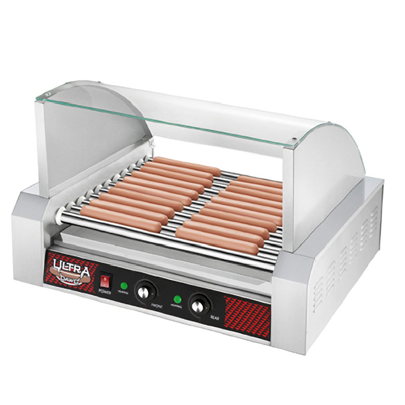 Great Northern Popcorn 19 in. Stainless Steel Non Stick Hot Dog Roller Sandwich Maker & Panini Press with Lid