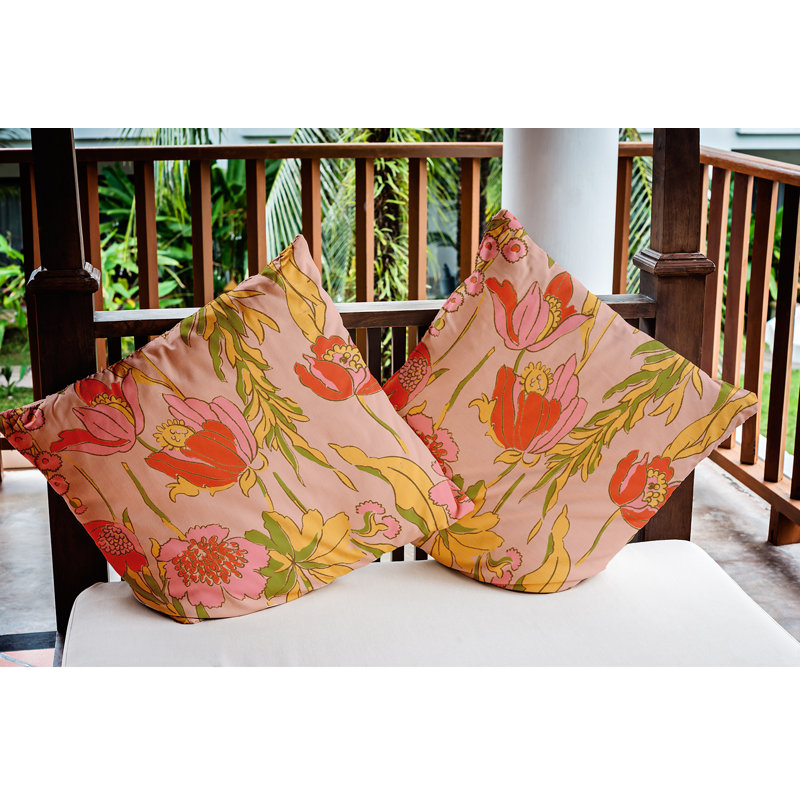 Housse et insert de coussin décoratif floral en polyester pour l'intérieur et l'extérieur