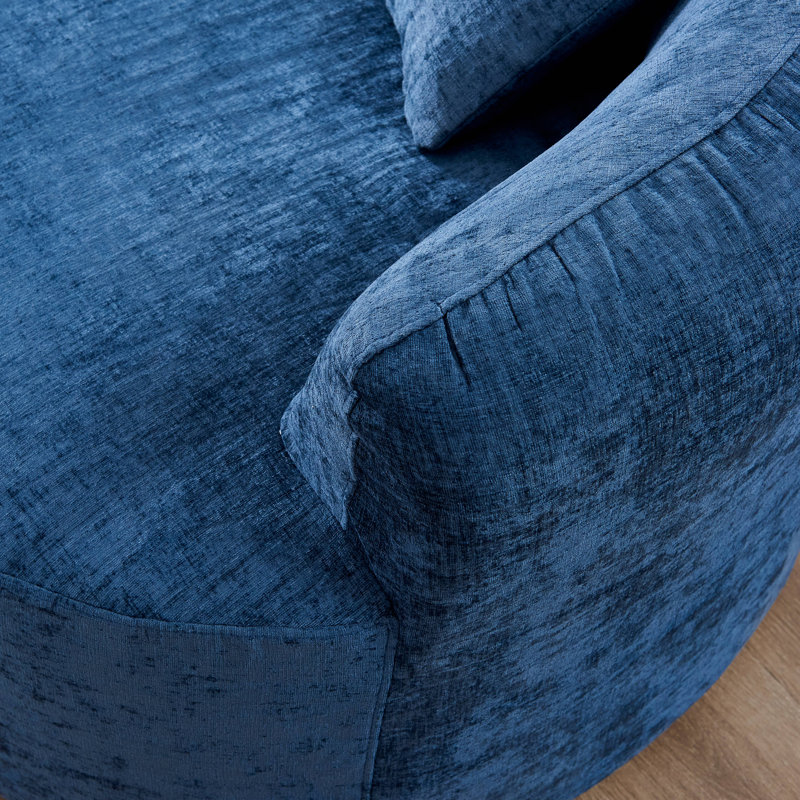 Canapé incurvé en chenille avec mousse haute densité et sans assemblage, idéal pour les espaces de vie compacts (bleu), Blue