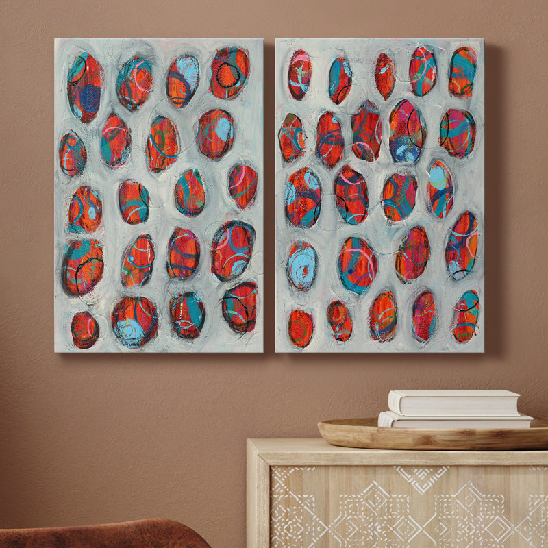 Abstrait cercles I, toile tendue avec châssis de qualité supérieure - prête à être accrochée, H 12 po x l 16 po x P 1 po
