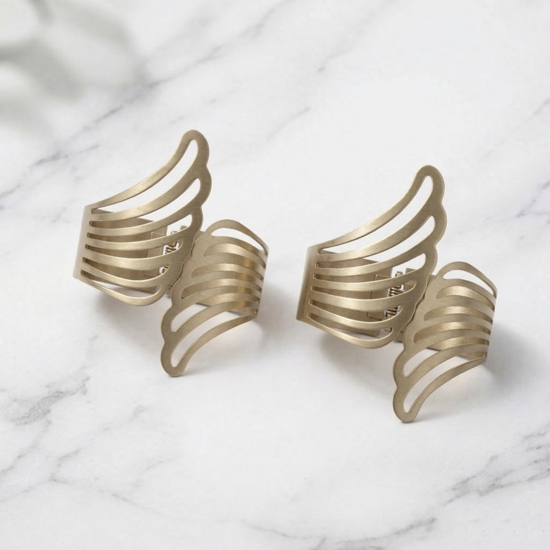 Angel Cuff Metal Wings 2 Curtain Tiebacks, Gold
