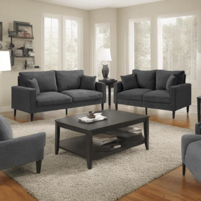 Two Piece Sofa Set, Living Room Three Seater+Two Seater, Comfy , Modern Upholstered Sofa, Living Room Bedroom Apartment Small Space , Urias , Light Grey