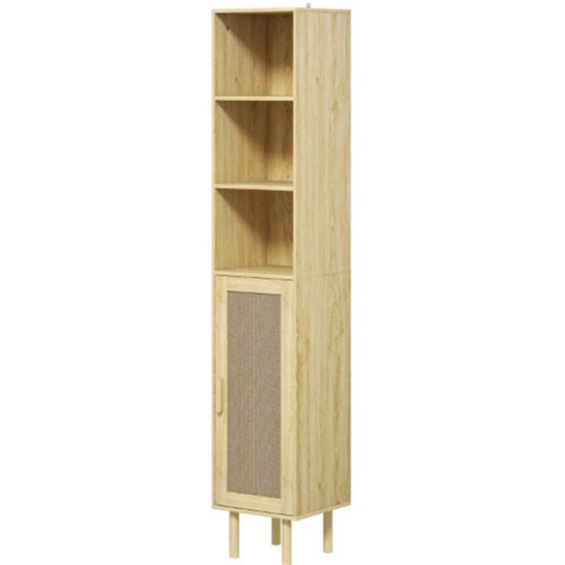 Armoire de rangement autoportante pour salle de bain, Chêne